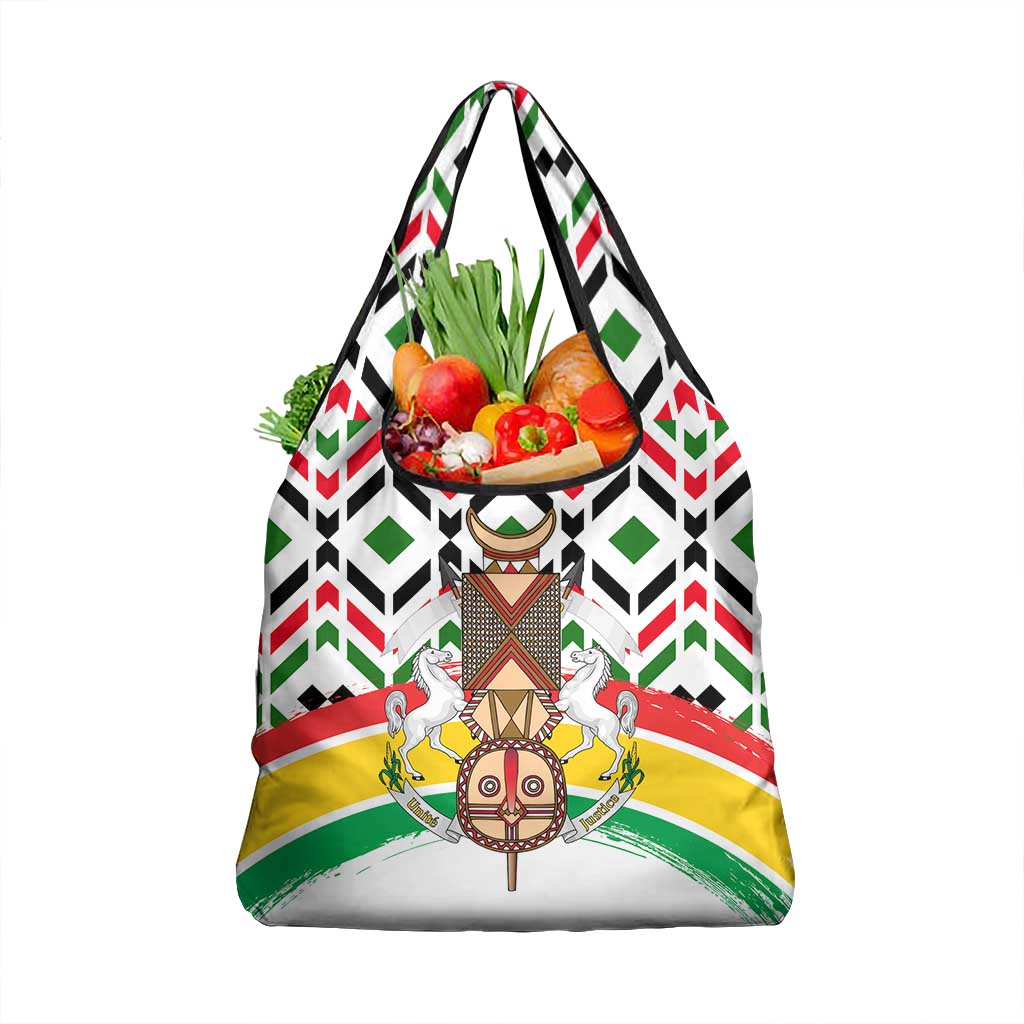 Burkina Faso Grocery Bag Red Green Black Geometric - African Pride