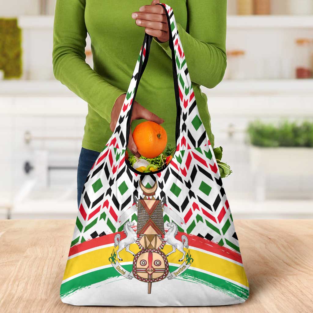 Burkina Faso Grocery Bag Red Green Black Geometric - African Pride