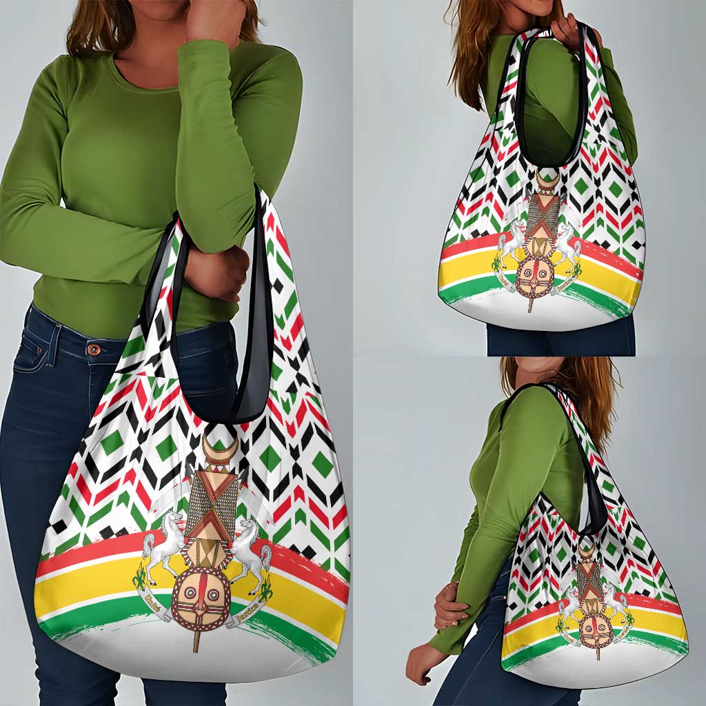 Burkina Faso Grocery Bag Red Green Black Geometric - African Pride