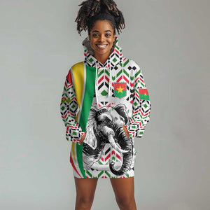 Burkina Faso Hoodie Dress Red Green Black Geometric - African Pride