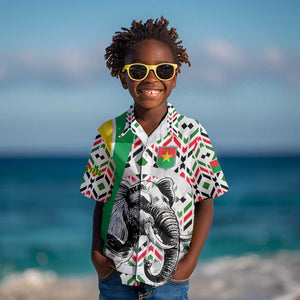 Burkina Faso Kid Hawaiian Shirt Red Green Black Geometric - African Pride