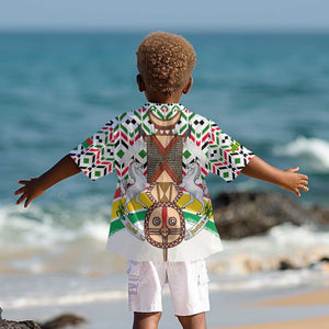 Burkina Faso Kid Hawaiian Shirt Red Green Black Geometric - African Pride