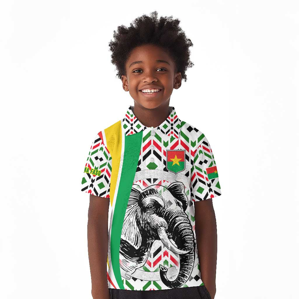 Burkina Faso Kid Polo Shirt Red Green Black Geometric - African Pride