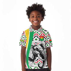 Burkina Faso Kid Polo Shirt Red Green Black Geometric - African Pride