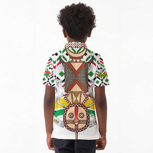 Burkina Faso Kid Polo Shirt Red Green Black Geometric - African Pride