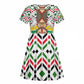 Burkina Faso Kid Short Sleeve Dress Red Green Black Geometric - African Pride