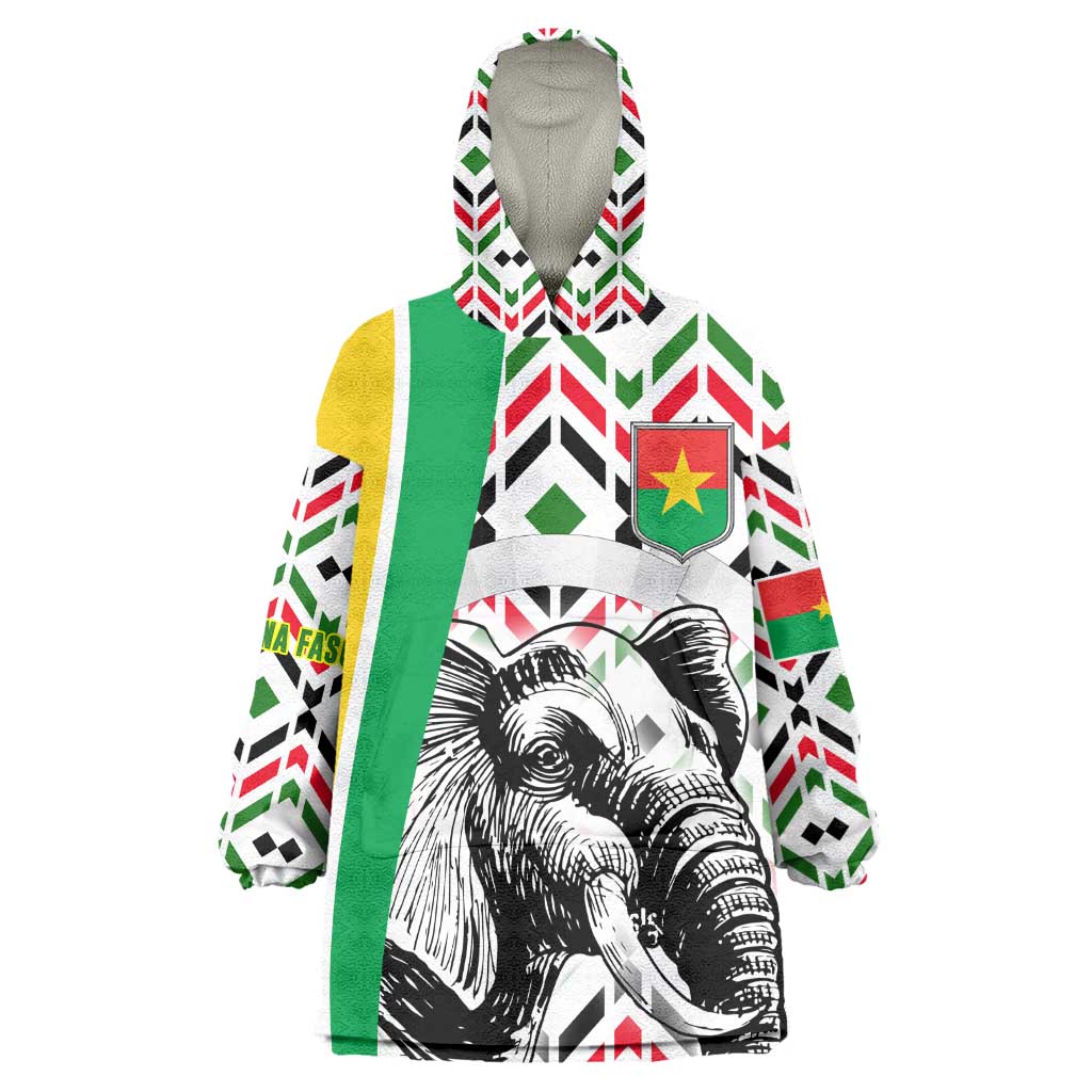Burkina Faso Kid Wearable Blanket Hoodie Red Green Black Geometric - African Pride
