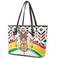 Burkina Faso Leather Tote Bag Red Green Black Geometric - African Pride
