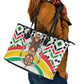 Burkina Faso Leather Tote Bag Red Green Black Geometric - African Pride
