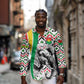 Burkina Faso Long Sleeve Button Shirt Red Green Black Geometric - African Pride
