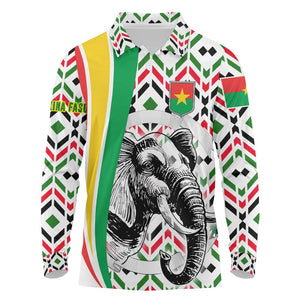 Burkina Faso Long Sleeve Polo Shirt Red Green Black Geometric - African Pride
