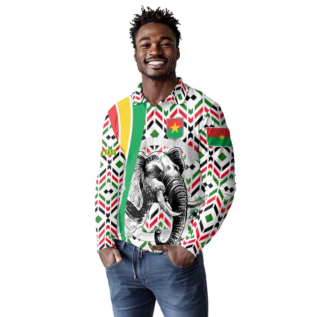 Burkina Faso Long Sleeve Polo Shirt Red Green Black Geometric - African Pride