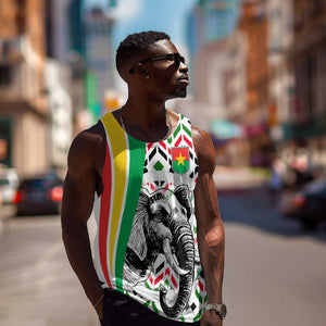 Burkina Faso Men Tank Top Red Green Black Geometric - African Pride