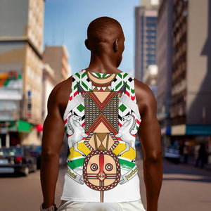 Burkina Faso Men Tank Top Red Green Black Geometric - African Pride