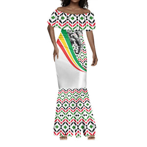 Burkina Faso Mermaid Dress Red Green Black Geometric - African Pride