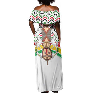 Burkina Faso Off Shoulder Maxi Dress Red Green Black Geometric - African Pride