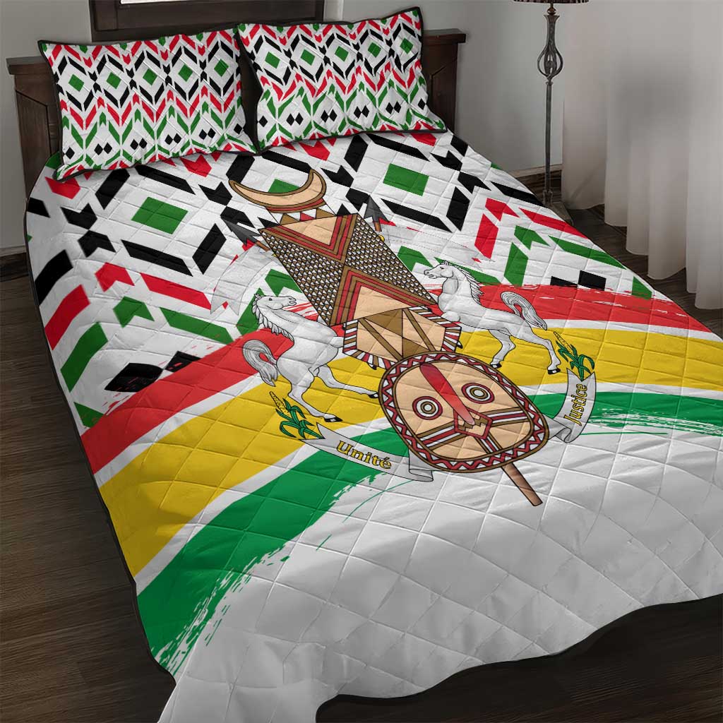 Burkina Faso Quilt Bed Set Red Green Black Geometric - African Pride