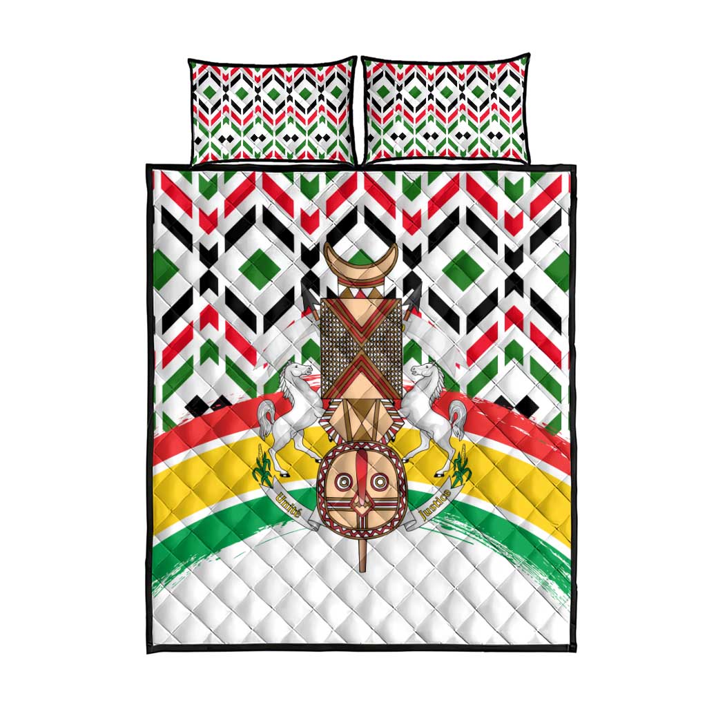 Burkina Faso Quilt Bed Set Red Green Black Geometric - African Pride