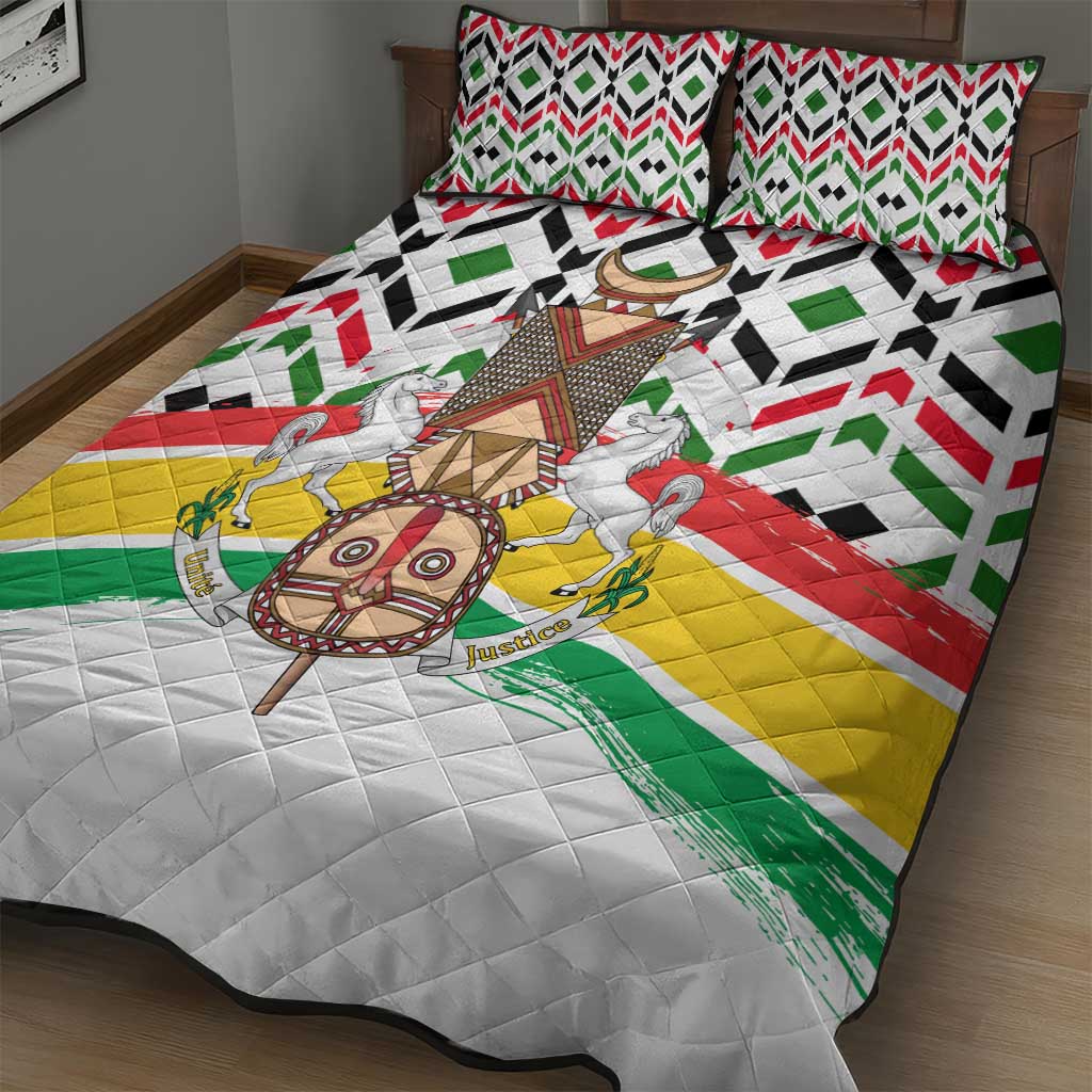 Burkina Faso Quilt Bed Set Red Green Black Geometric - African Pride