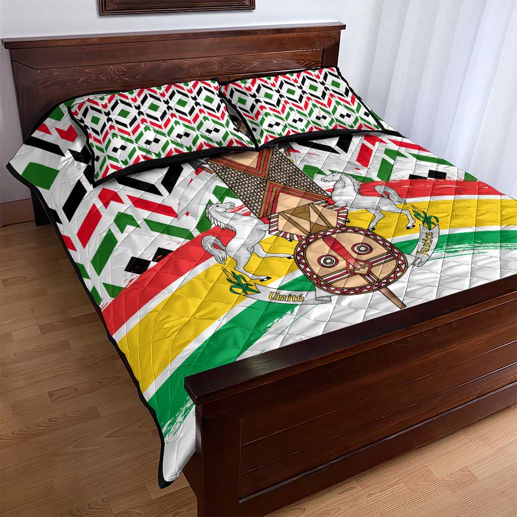 Burkina Faso Quilt Bed Set Red Green Black Geometric - African Pride