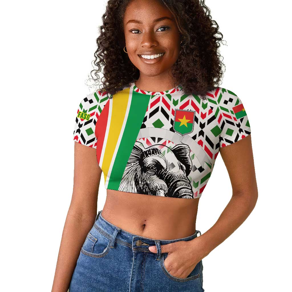 Burkina Faso Raglan Cropped T shirt Red Green Black Geometric - African Pride