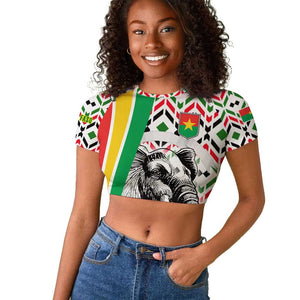 Burkina Faso Raglan Cropped T shirt Red Green Black Geometric - African Pride