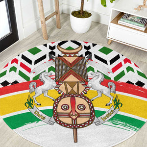 Burkina Faso Round Carpet Red Green Black Geometric - African Pride