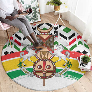 Burkina Faso Round Carpet Red Green Black Geometric - African Pride