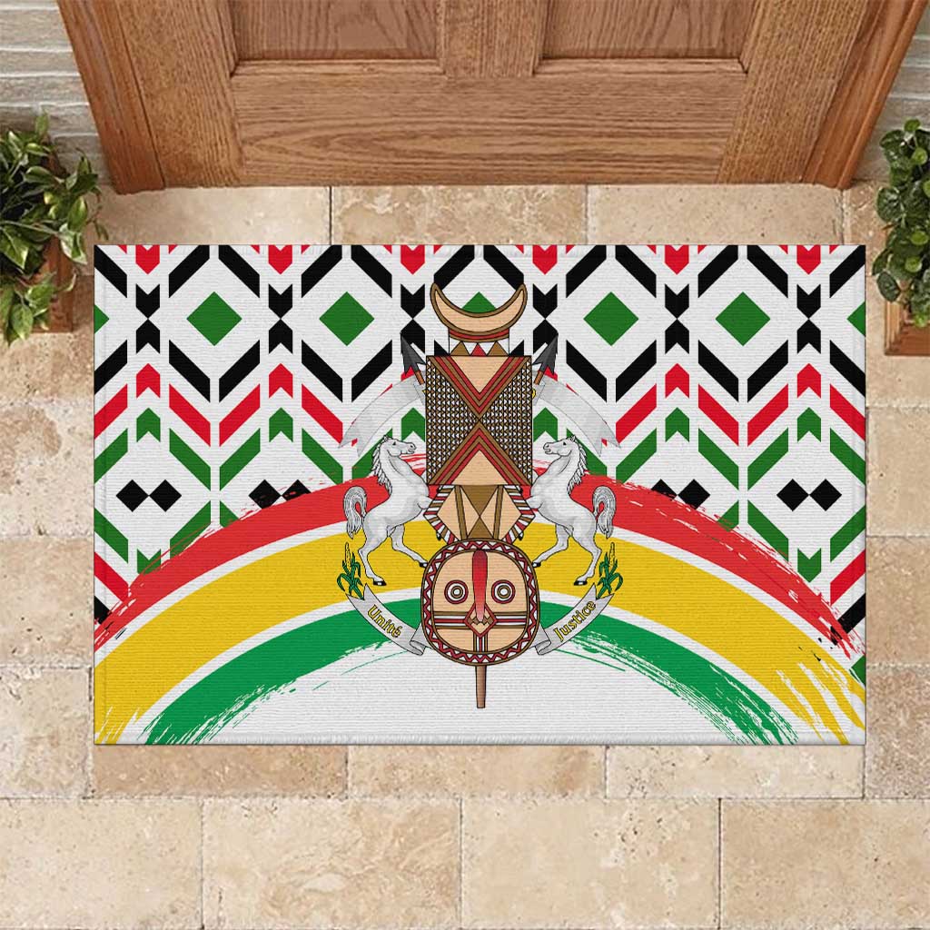 Burkina Faso Rubber Doormat Red Green Black Geometric - African Pride
