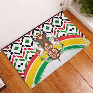 Burkina Faso Rubber Doormat Red Green Black Geometric - African Pride