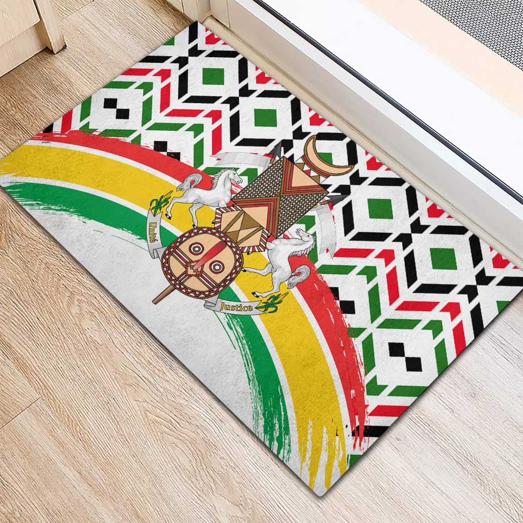 Burkina Faso Rubber Doormat Red Green Black Geometric - African Pride