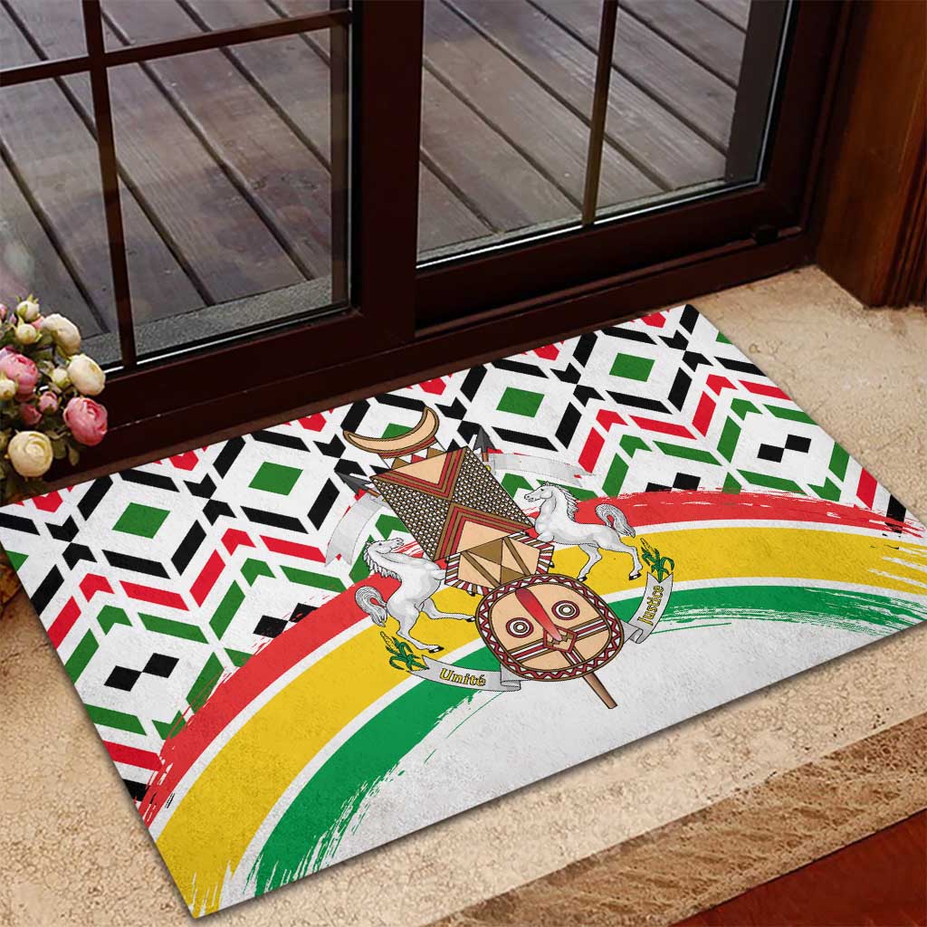 Burkina Faso Rubber Doormat Red Green Black Geometric - African Pride