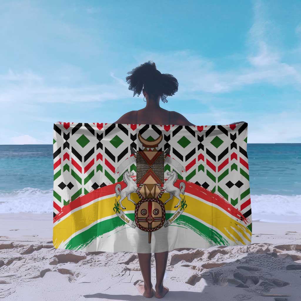 Burkina Faso Sarong Red Green Black Geometric - African Pride