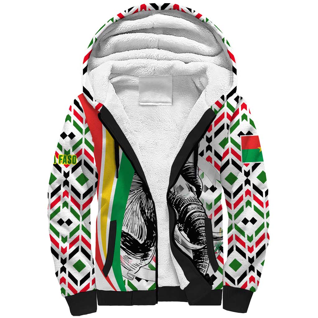 Burkina Faso Sherpa Hoodie Red Green Black Geometric - African Pride