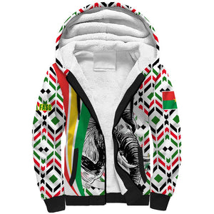 Burkina Faso Sherpa Hoodie Red Green Black Geometric - African Pride