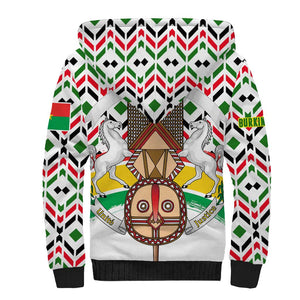Burkina Faso Sherpa Hoodie Red Green Black Geometric - African Pride