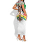 Burkina Faso Short Sleeve Bodycon Dress Red Green Black Geometric - African Pride