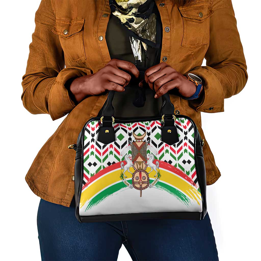 Burkina Faso Shoulder Handbag Red Green Black Geometric - African Pride
