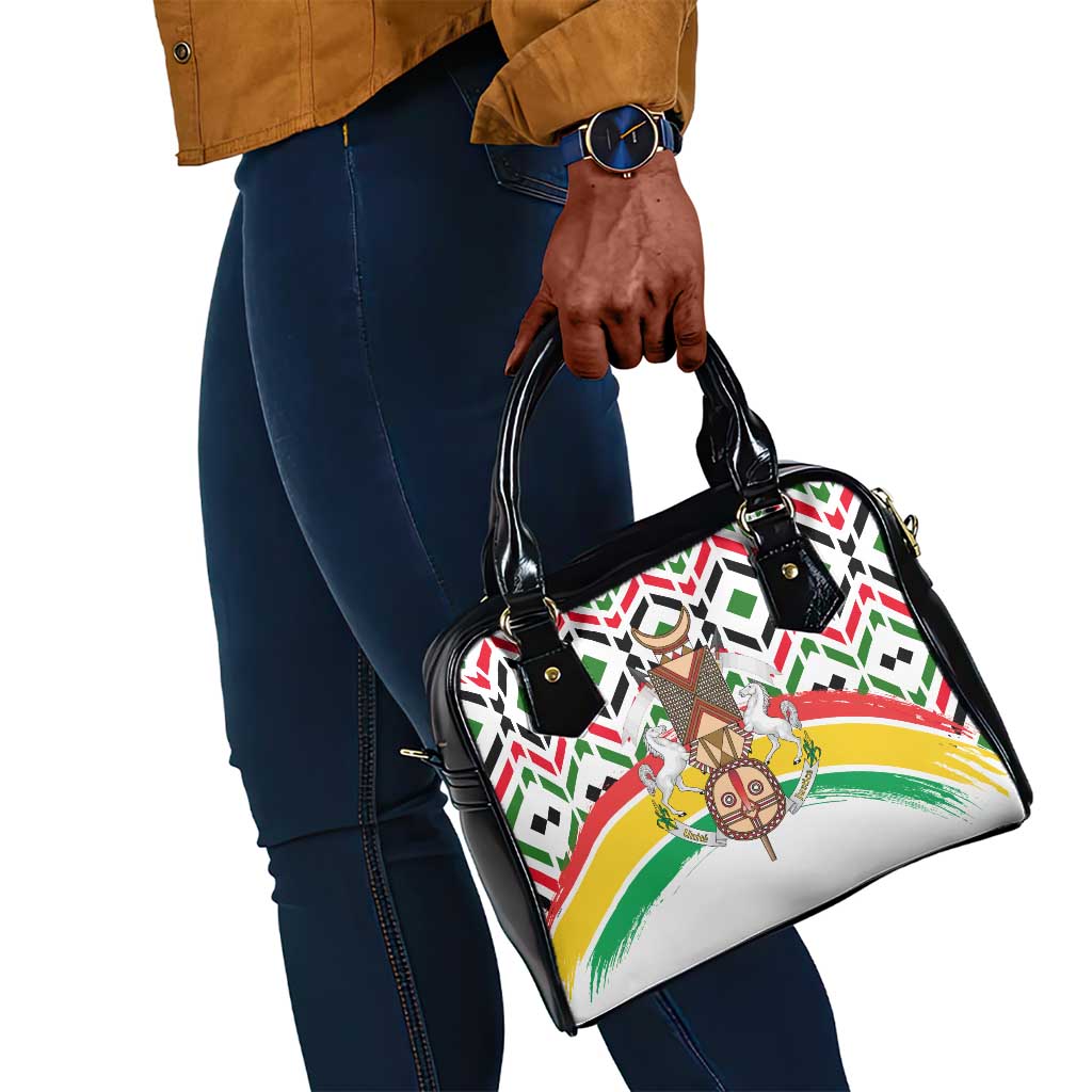 Burkina Faso Shoulder Handbag Red Green Black Geometric - African Pride