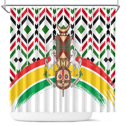 Burkina Faso Shower Curtain Red Green Black Geometric - African Pride