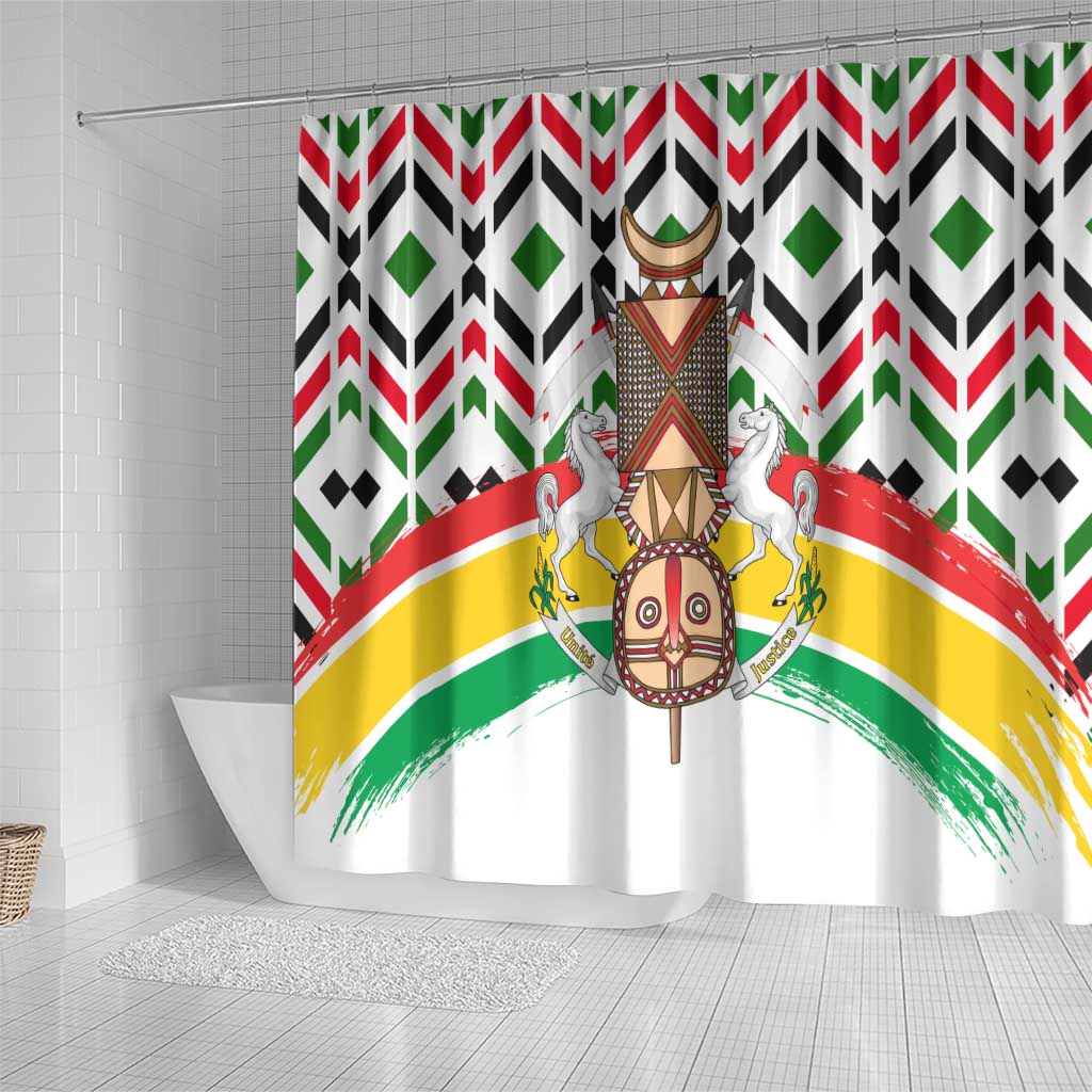 Burkina Faso Shower Curtain Red Green Black Geometric - African Pride