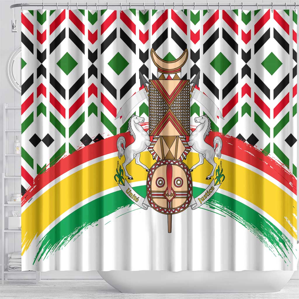 Burkina Faso Shower Curtain Red Green Black Geometric - African Pride