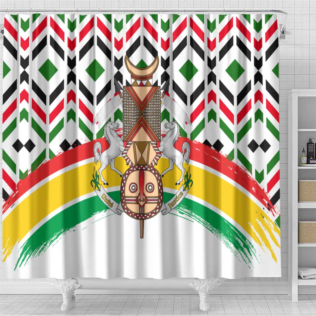 Burkina Faso Shower Curtain Red Green Black Geometric - African Pride