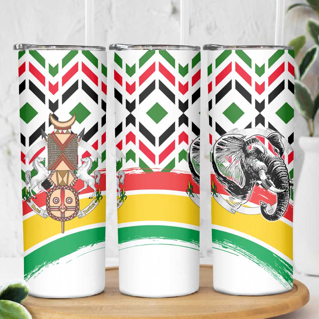 Burkina Faso Skinny Tumbler Red Green Black Geometric - African Pride
