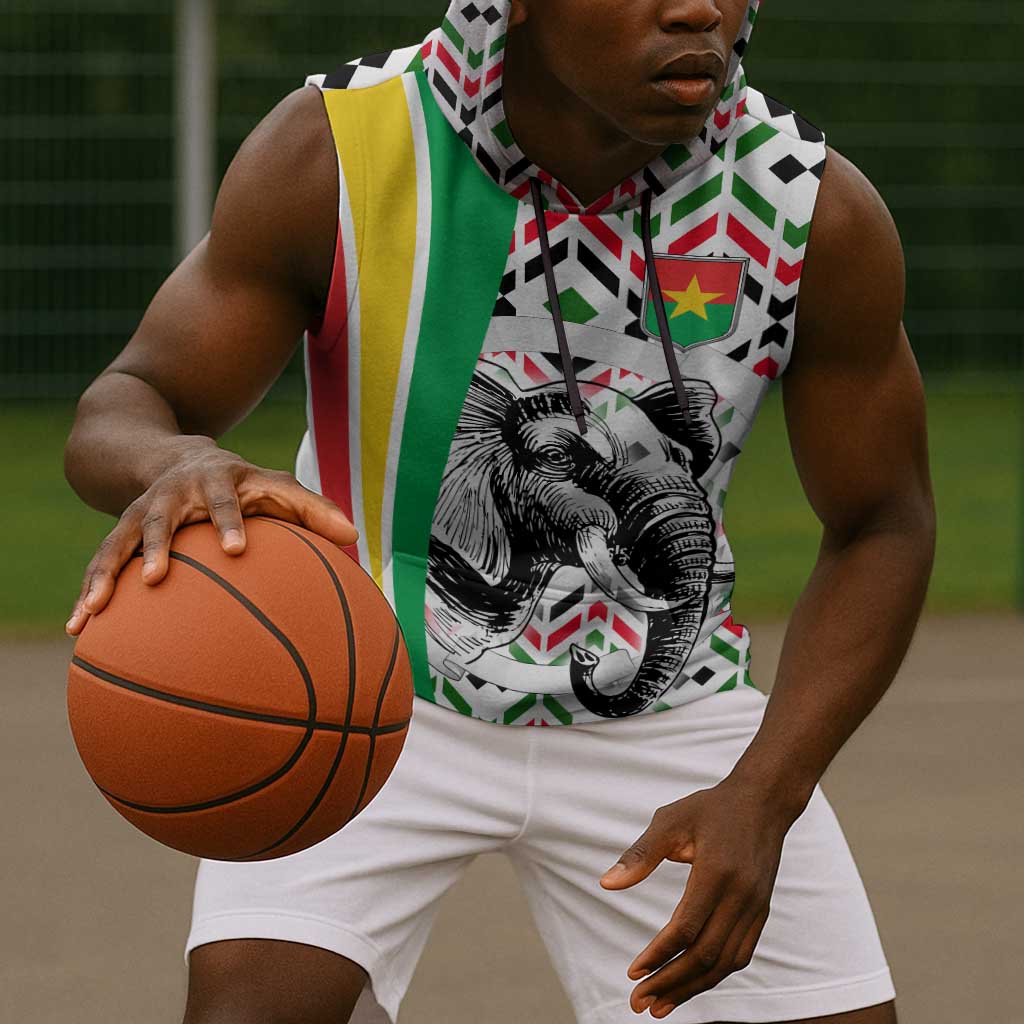 Burkina Faso Sleeveless Hoodie Red Green Black Geometric - African Pride