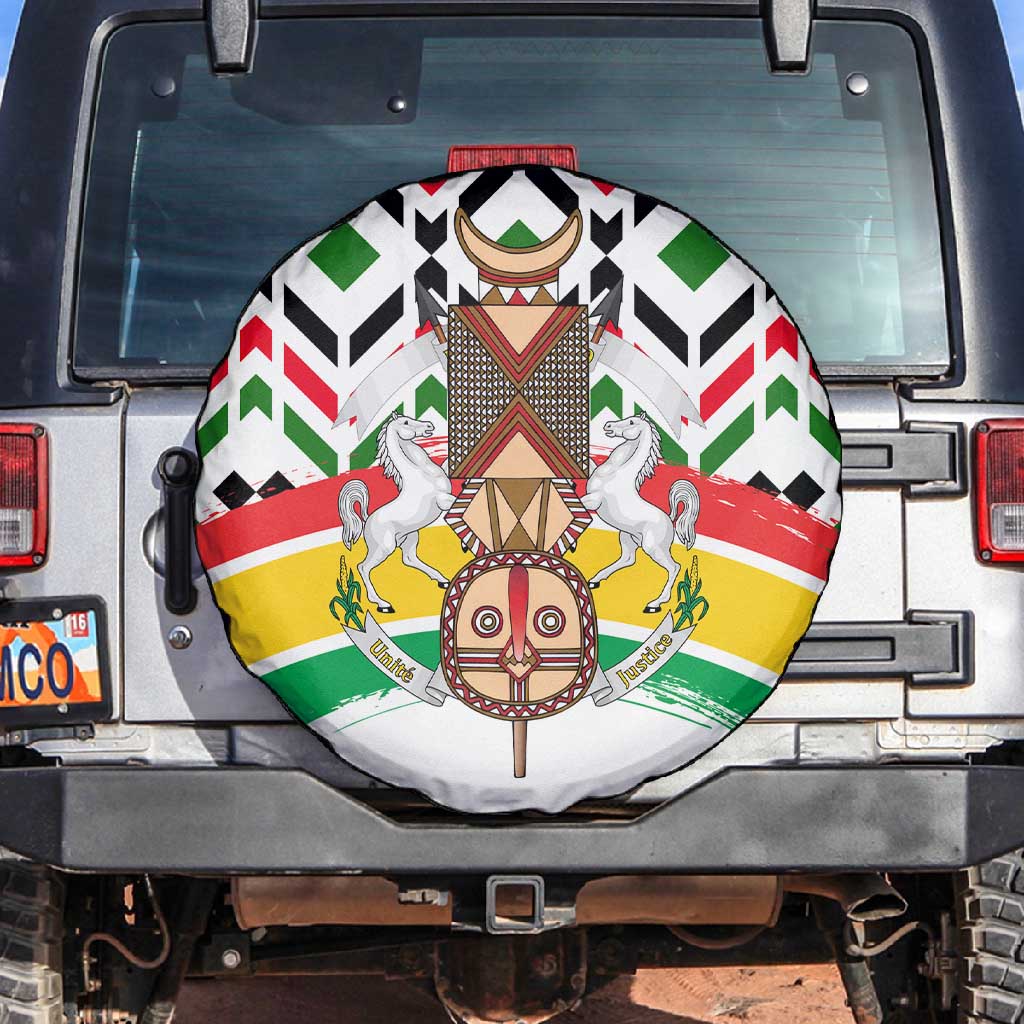 Burkina Faso Spare Tire Cover Red Green Black Geometric - African Pride