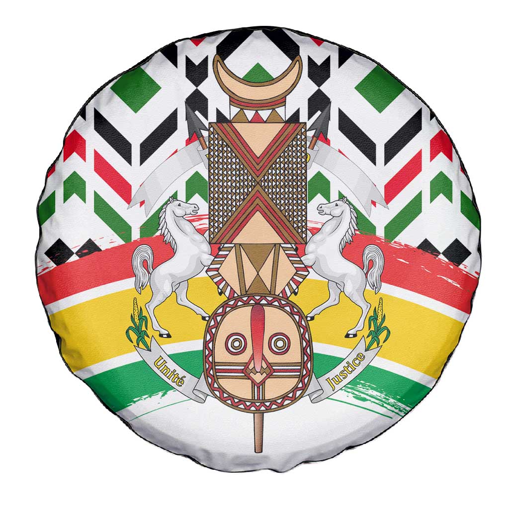 Burkina Faso Spare Tire Cover Red Green Black Geometric - African Pride