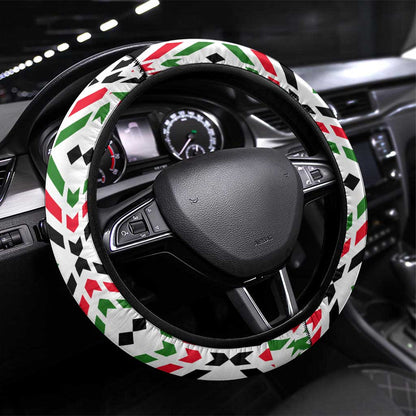 Burkina Faso Steering Wheel Cover Red Green Black Geometric - African Pride