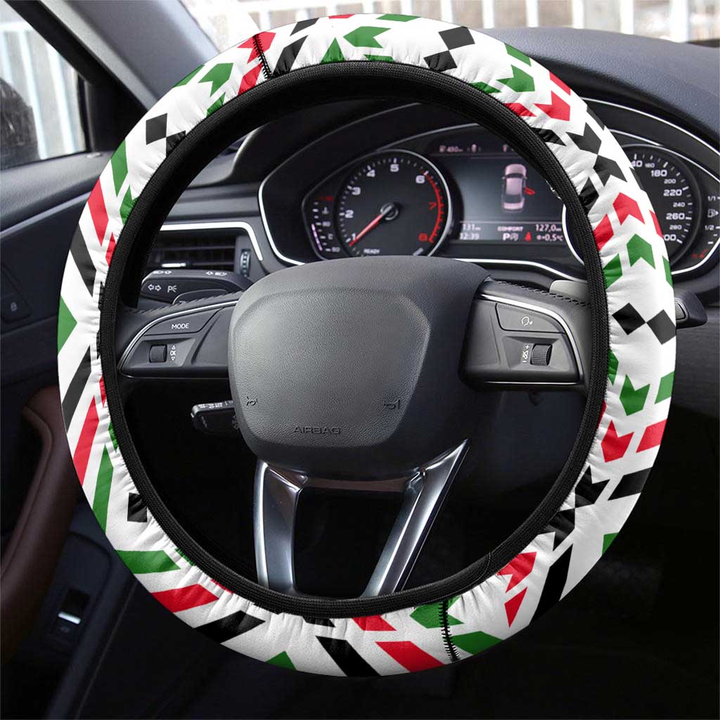 Burkina Faso Steering Wheel Cover Red Green Black Geometric - African Pride