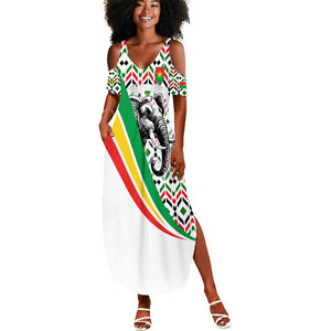Burkina Faso Summer Maxi Dress Red Green Black Geometric - African Pride